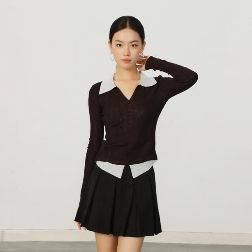 极简撞色翻领针织衫-纪念日百货门店同款164294164 商品图0