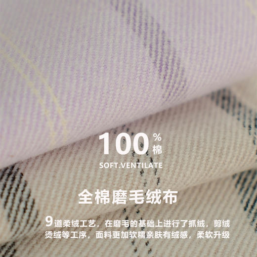 2025秋新款！情侣款纯棉磨毛家居服  瞌睡小狗刺绣显瘦竖条长袖长裤睡衣套装 商品图1