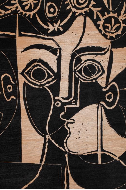 独角鹿西洋古董 1962年西班牙艺术大师签名创作出品限量麻胶版画作品《戴帽子的杰奎琳头像》 商品图4