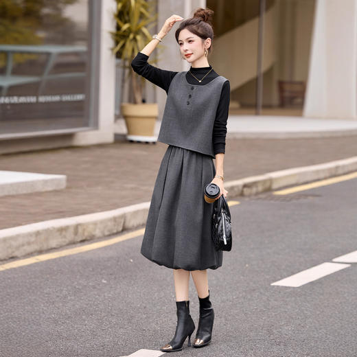 时尚轻熟通勤风显瘦气质，马甲套装减龄阔腿裤三件套HR-GJC2593 商品图1