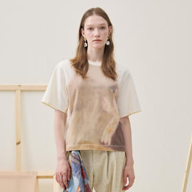 谜底主题印花T恤短袖2025年冬季新品亲肤舒适艺术印花女254MT1609