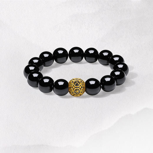 周六福5d硬金定价黄金手绳男款钱币通手串旗舰店送男友礼七夕礼物 商品图2