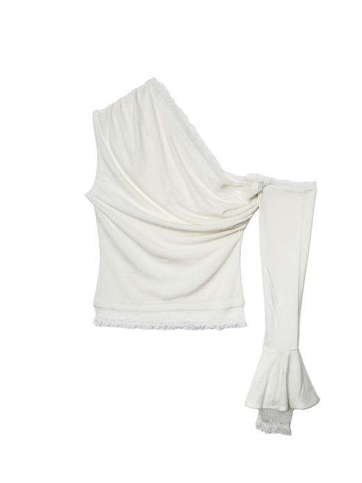 Kaiy Xiao 魔法系列 蕾丝花边斜肩长袖上衣 商品图6