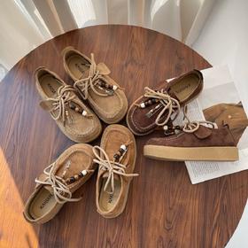 【部分款式预售7天内发货】【时髦百搭，显脚小】【脚感佳，巨柔软】2025年秋冬女新款意大利凯撒KAISER丑萌松弛感厚底袋鼠鞋休闲绒面复古风乐福勃肯鞋100%