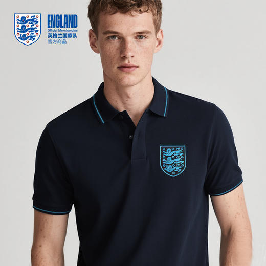 【官方正版】英格兰国家队 | 深蓝拼色polo质感商务短袖 商品图3