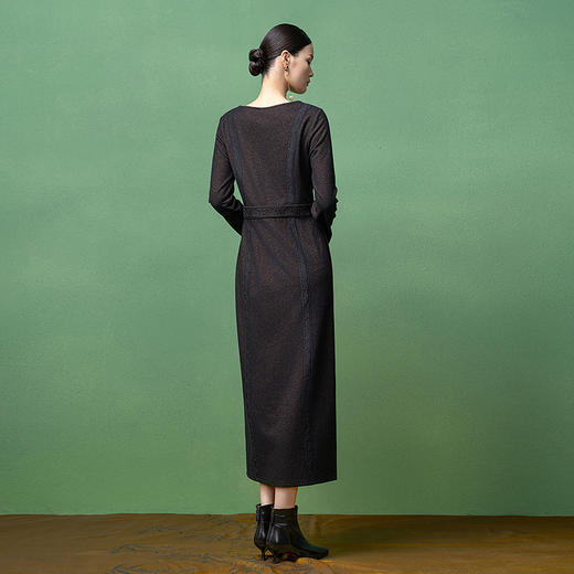 【林栖设计小店】金风玉露系列金葱羊毛连衣裙手工钉珠2025秋季新款长裙女1953063 商品图4