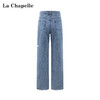 天猫同步【ykk拉链+高质感】拉夏贝尔/La Chapelle高腰显瘦秋季新款一粒扣侧边破洞牛仔裤 商品缩略图1