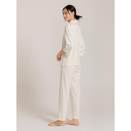 weyo秋冬女七分袖舒感棉垂感柔顺翻领开衫家居服套装50702 商品图2