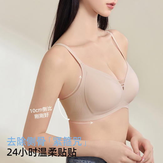 熳洁儿 舒适无痕螺纹内衣光面百搭水滴杯微聚拢文胸蕾丝深V性感25261525 商品图4