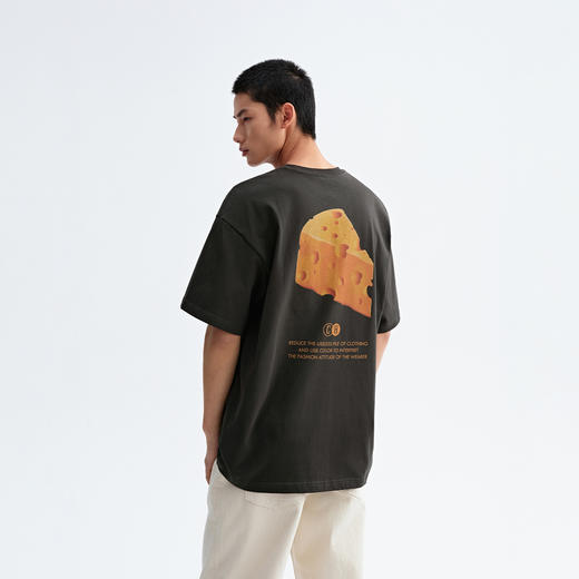 CHINISM赤尘 趣味奶酪印花短袖T恤男女夏季半袖 商品图0