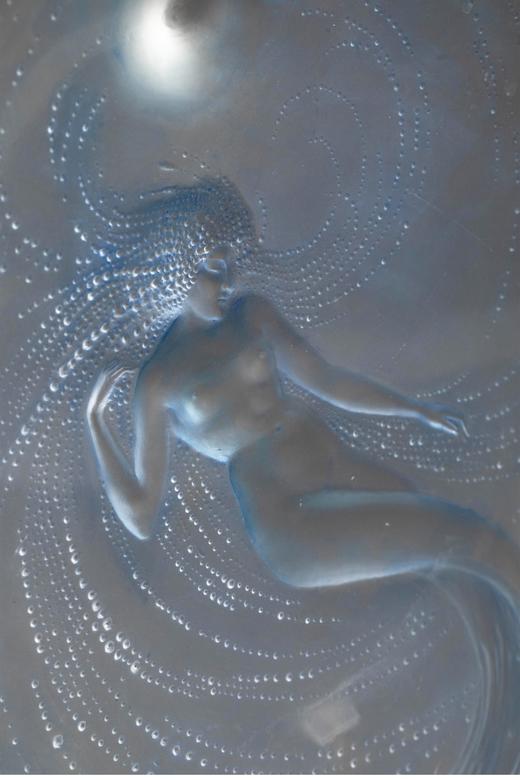 独角鹿西洋古董 1920年法国水晶工坊莱俪LALIQUE设计出品「Sirene 美人鱼」主题欧泊水晶三足盘 商品图3