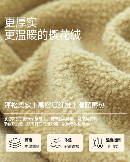 女士秋冬加厚樱花一体绒保暖上衣百搭打底衫2586 商品图5