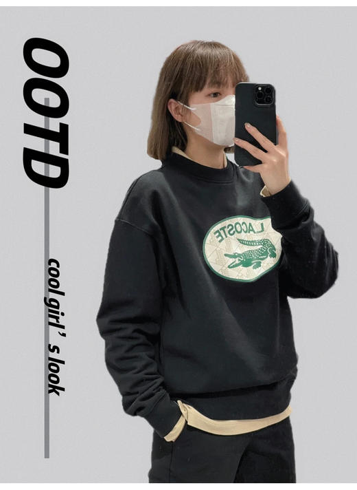 L.A.C 宽松 情侣款 印花 圆领套头卫衣 WY905 商品图1