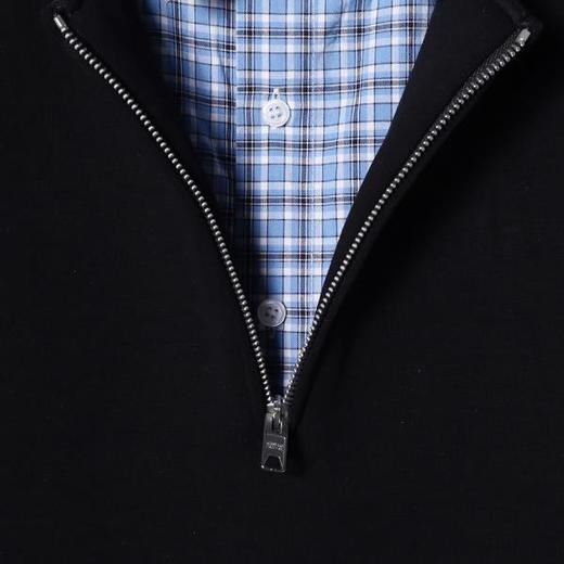 33755SDSA男士秋冬新款痞帅男装潮牌痞帅格子拼接半拉链翻领假两件卫衣 商品图3