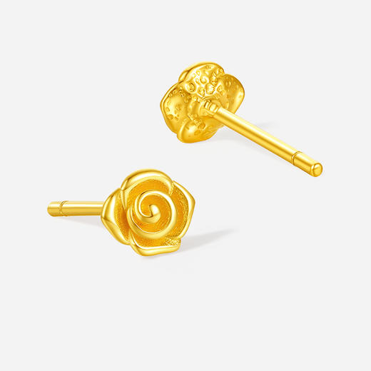 周六福5G足金耳饰绽放小巧玫瑰黄金计价女款耳钉七夕礼物 商品图1