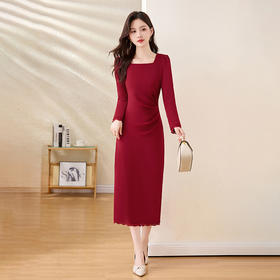 HR ZRX5658气质时尚潮流法式纯色连衣裙
