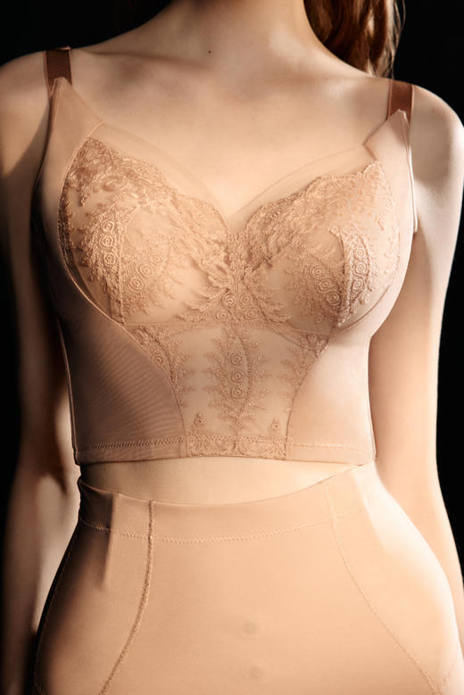 CB | 轻塑 蕾丝花园 薄杯长文胸 肤色 商品图1