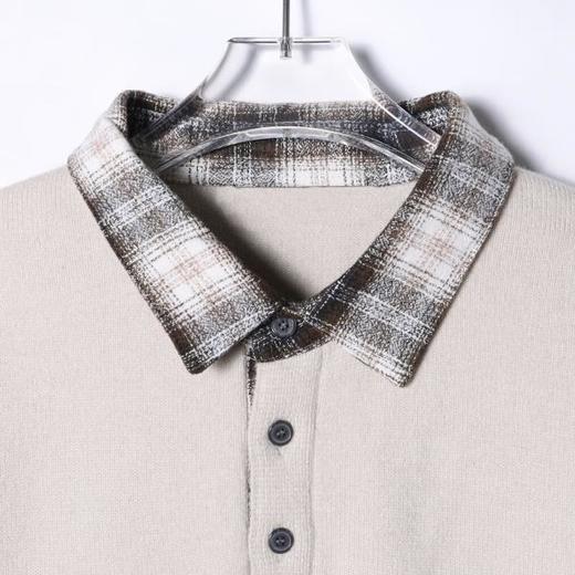 SDSA男士秋冬新款痞帅男装韩版拼接polo领针织衫复古百搭时尚毛衣 商品图1