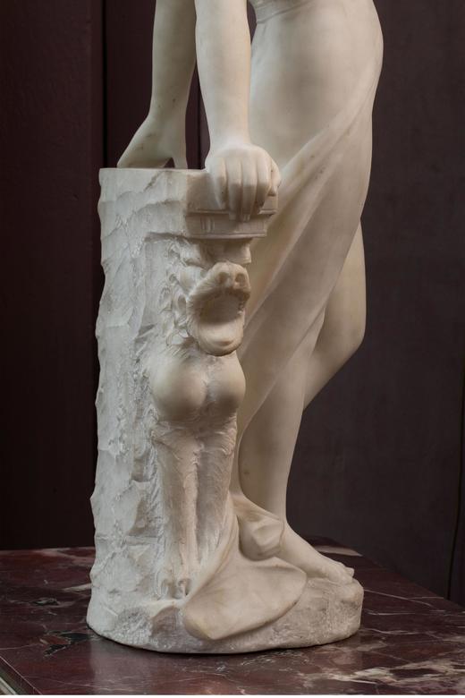 独角鹿西洋古董 意大利雕塑家Emilio Fiaschi签名创作卡拉拉大理石雕塑作品《身披薄纱的女子像》 商品图4