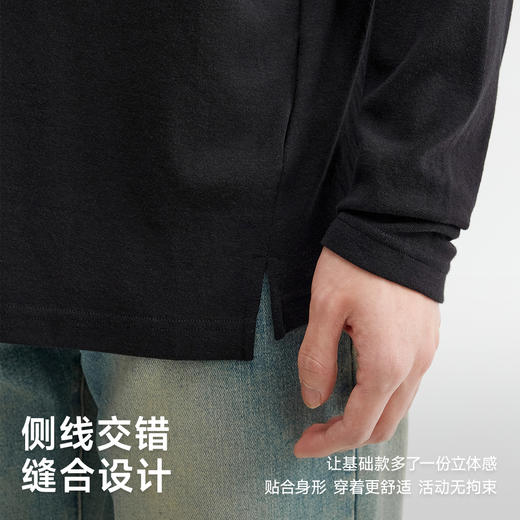 【黑水系列】CHINISM赤尘 德绒长袖T恤男春季美式圆领男士打底衫 商品图2