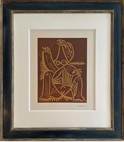 独角鹿西洋古董 1962年西班牙艺术大师签名创作出品限量麻胶版画作品《日光》 商品图1