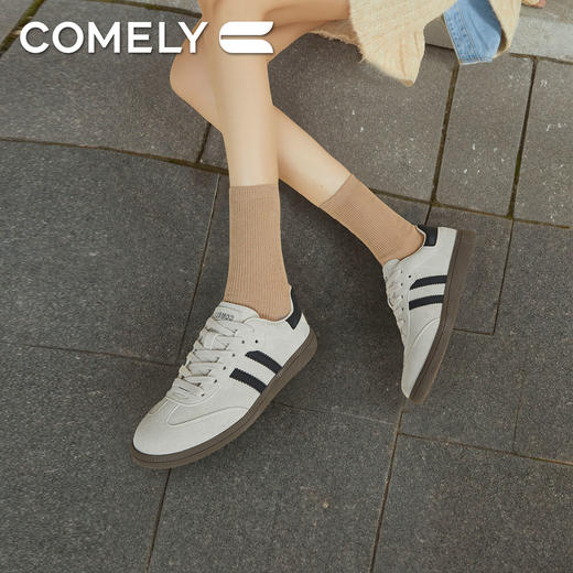 康莉KMY5A057休闲德训鞋女新款米白色复古经典阿甘鞋薄底运动鞋 商品图5
