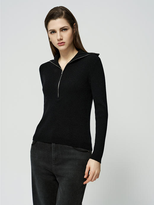 【坑条纹羊绒套衫】羊绒世家秋冬新品女士100%山羊绒修身显瘦针织毛衣 商品图0