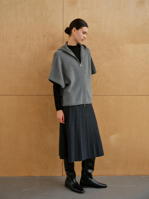 【连帽羊绒斗篷】羊绒世家秋冬女士新品100%山羊绒针织外套宽松款斗篷 商品图1