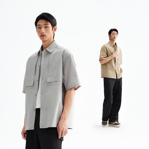 CHINISM赤尘 工装短袖衬衫男夏季轻薄透气休闲潮牌男士半袖衬衣 商品图4