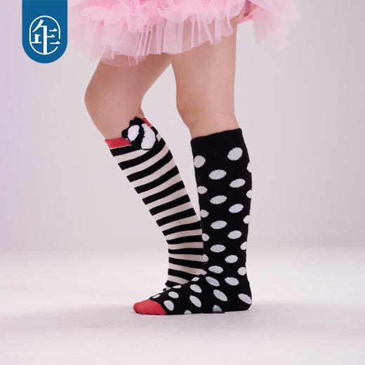 【盼达啵啵袜子】年衣儿童袜子男女童秋冬新款条纹宝宝撞色中筒袜 商品图0