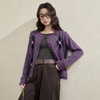 西遇学院风针织开衫女秋季新款紫色复古菱格刺绣毛衣外套Y0055215 商品缩略图2