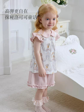 Domiamia 女宝宝针织背心花边袖上衣 夏季时尚爆款公主服