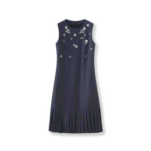 「高货wl」全新升级【铂金会员358/天猫479/差价121】(72021)洛诗琳重工亮片刺绣连衣裙2025秋季拼接压褶无袖背心裙女 商品图4