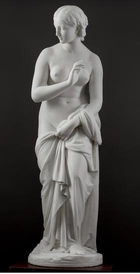 独角鹿西洋古董 1860年代意大利雕塑名家Odoardo FANTACCHIOTTI签名创作卡拉拉大理石雕塑作品《Musidora 穆西多拉》