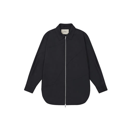 【黑水系列】CHINISM潮流男装 黑色抗皱拉链衬衫男休闲衬衣外套 商品图4