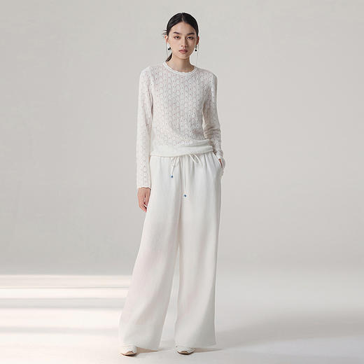 【林栖设计小店】镂空毛织上衣肌理感优雅百搭宽松显瘦2025秋季新款毛衣女G1954170 商品图2