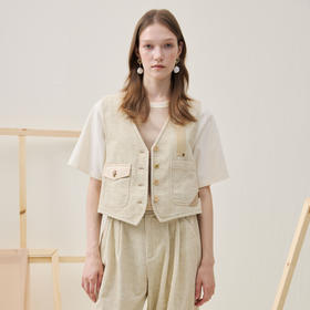 谜底通勤马甲2025冬季新品复古花呢艺术后背拼接马夹女254MM1702