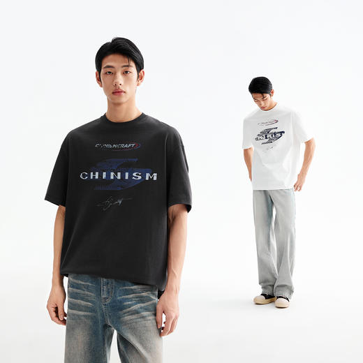 CHINISM赤尘 破坏感印花重磅短袖T恤男夏季半袖 商品图2