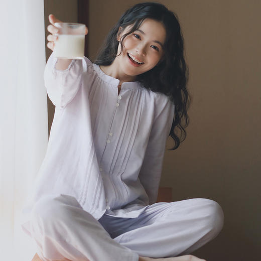 2025秋新款！纯棉纱布长袖家居服 温柔紫黛可外穿睡衣套装女春秋季 商品图0