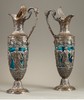 独角鹿西洋古董 19世纪末德国著名工坊WMF出品Amphora器形葡萄女神主题镀银精雕装饰蓝色玻璃单耳壶一对 商品缩略图1
