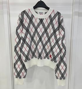 女款格纹logo针织毛衣007