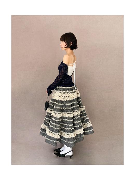 Kaiy Xiao 魔法系列 羊毛蛋糕重工奶油褶长裙 商品图1