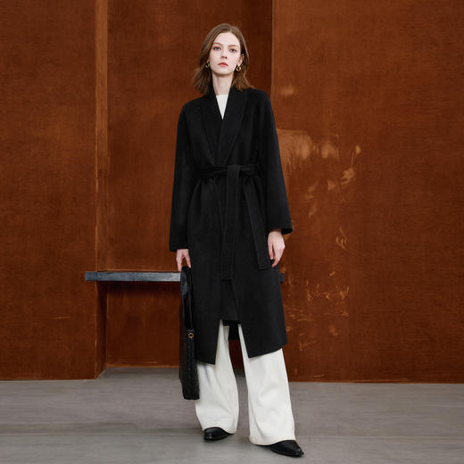 【100绵羊毛】三彩2025冬季新款双面呢大衣长款毛呢外套极简S 商品图3