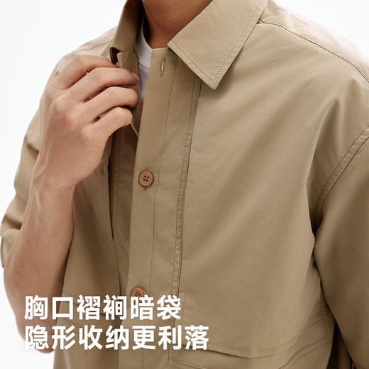 CHINISM赤尘 工装短袖衬衫男夏季轻薄透气休闲潮牌男士半袖衬衣 商品图1