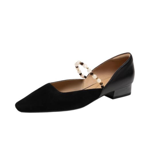 natursun玛丽珍鞋女软糯羊皮绒面低跟小香风浅口单鞋N25430604 商品图3