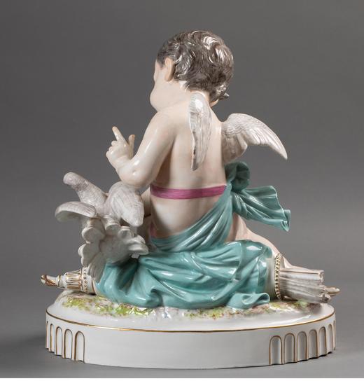独角鹿西洋古董 19世纪法国著名瓷器工坊Locré出品爱神小天使主题描金彩绘瓷偶一对 商品图6