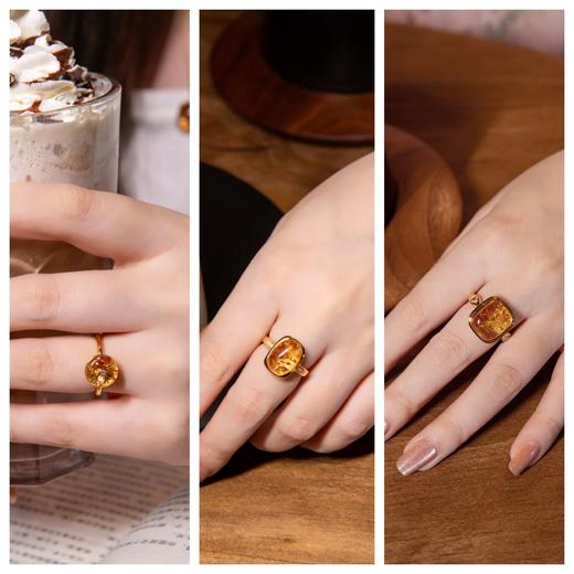 【花珀系列饰品】花姐心选，天然波罗的海产地配饰吊坠、耳饰、开口戒指、手链！配件均为925银镀金，质地温润，触感舒适，适合日常佩戴，花珀里的花花世界，被称为永不凋零的花~🌸 商品图1