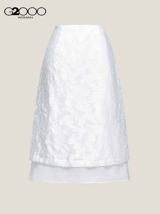 G2000【双层设计/A字裙/商场新款】女装FW25舒适勾花中长款半身裙53269672 商品图1