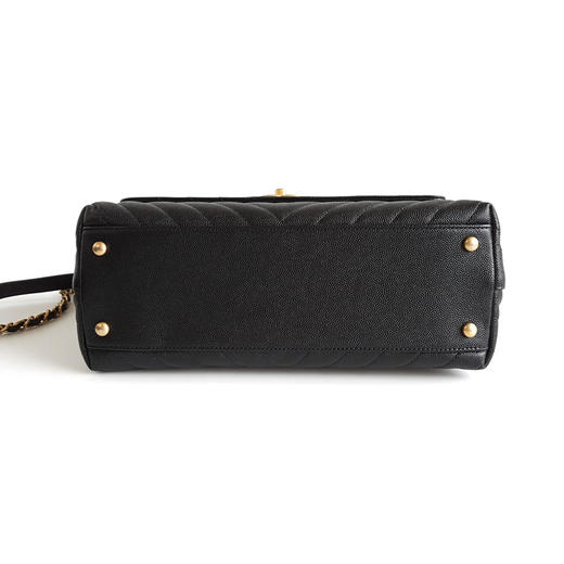 【全新】CHANEL香奈儿Cocohandle系列A92991 Y83710 94305中号黑金荔枝皮蜥蜴手柄V纹Cocohandle手提单肩包110925AK03 现售价：22500！ 商品图6