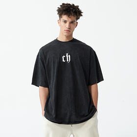 CHINISM  CH短袖T恤水洗做旧美式高街潮牌宽松短袖
